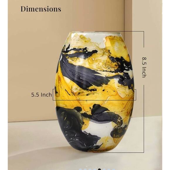 Handcrafted Multi Color Marble Painted Glass Lamp 8.5” T x 5.5” W - Picture 5 of 8